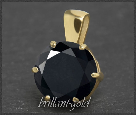 Gold Brillant Anhänger 585 Gelbgold, 6,25ct, schwarz